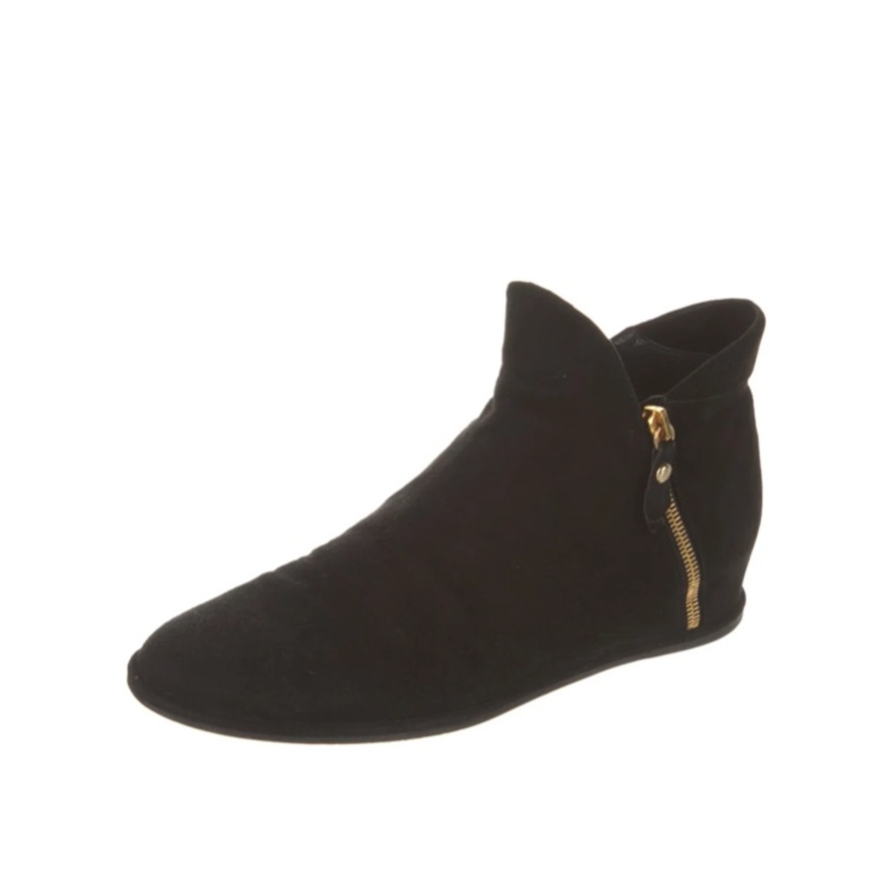 🍙 Stuart Weitzman 🍙 Suede Mini Wedge Ankle Boots with Silver Zipper